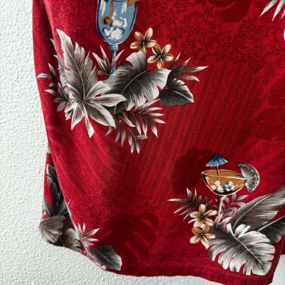Windham Pointe Mens Hawaiian Tropical Shirt Short Sleeve Red SZ L - Picture 7 of 16